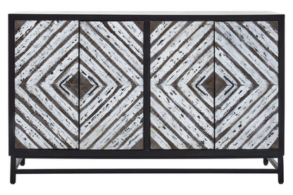 Canterbury Black Rustic Chevron Four Door Sideboard
