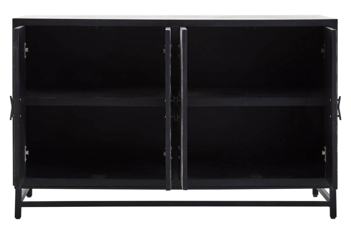 Canterbury Black Rustic Chevron Four Door Sideboard