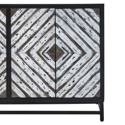 Canterbury Black Rustic Chevron Four Door Sideboard