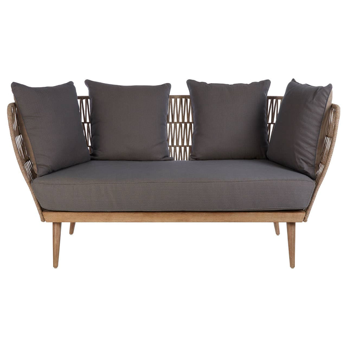 Bristol Woven Rope 2 Seater Sofa with Grey Cushions