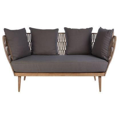 Bristol Woven Rope 2 Seater Sofa with Grey Cushions