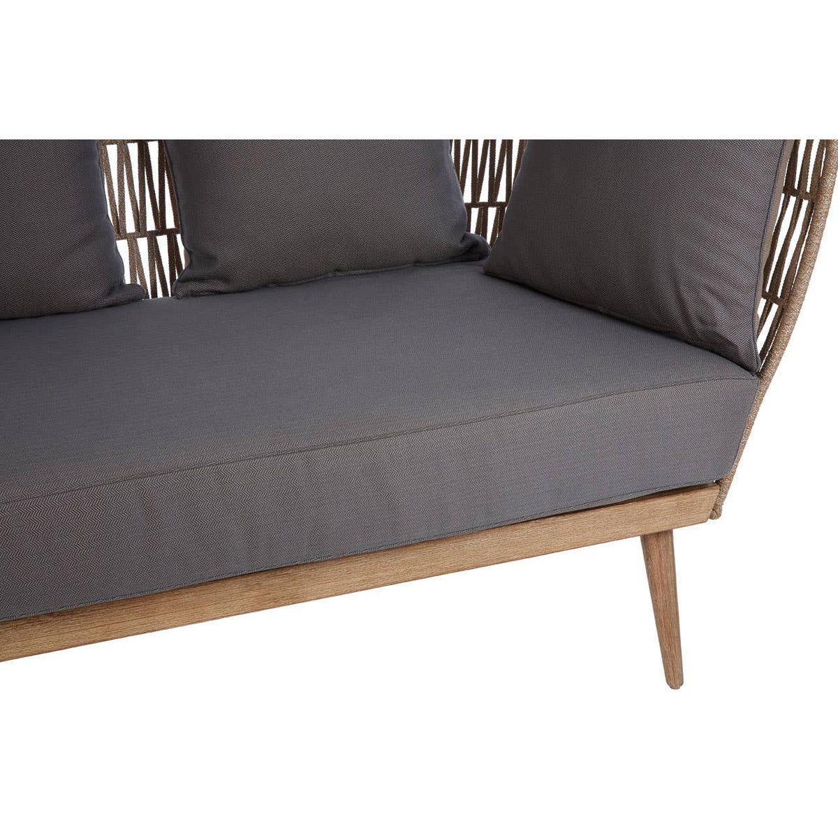 Bristol Woven Rope 2 Seater Sofa with Grey Cushions