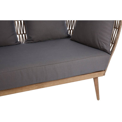 Bristol Woven Rope 2 Seater Sofa with Grey Cushions