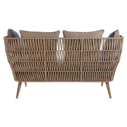 Bristol Woven Rope 2 Seater Sofa with Grey Cushions