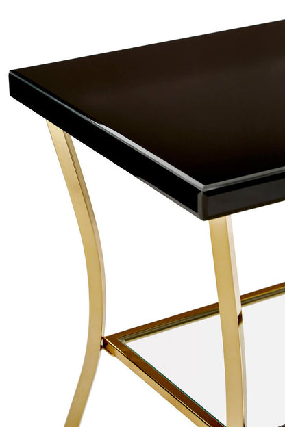 Vienna Mirror Side Table with Gold Legs 