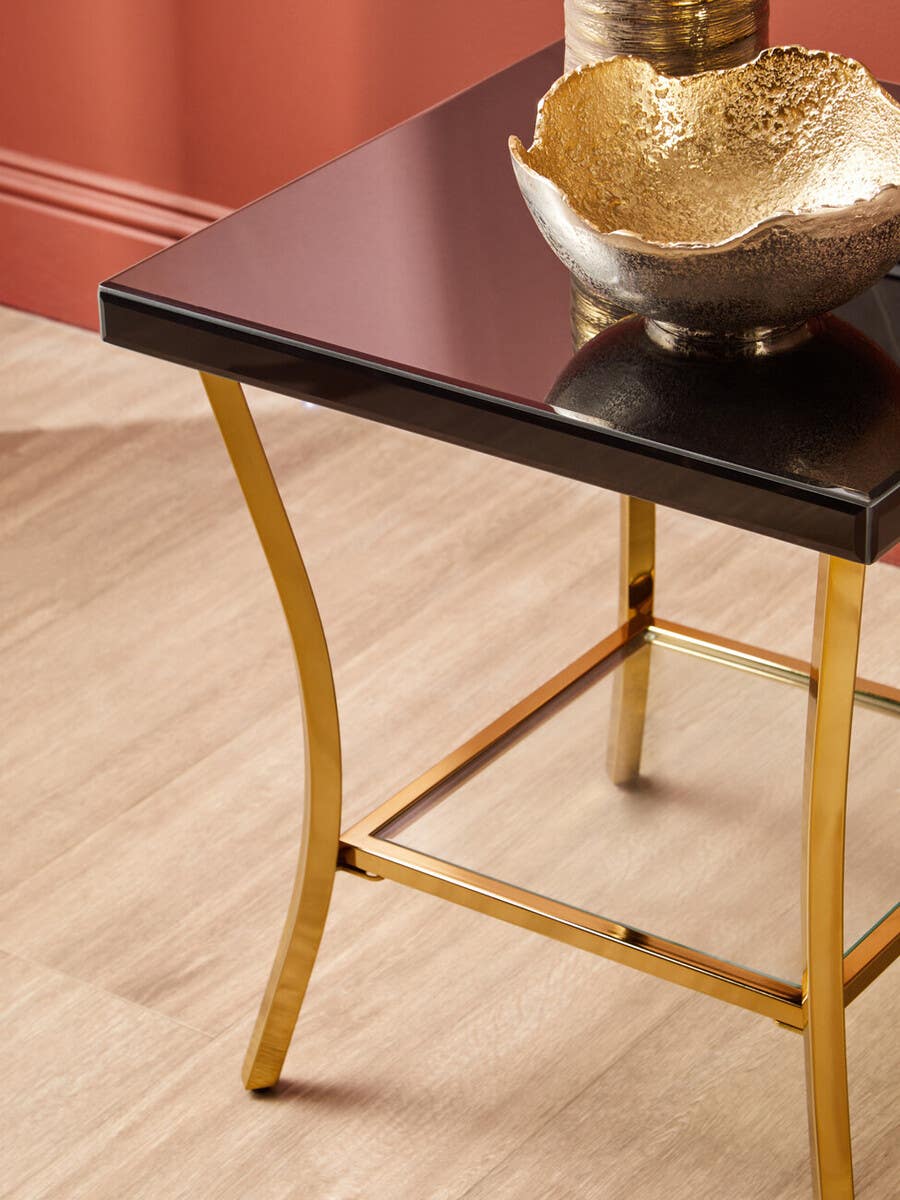 Vienna Mirror Side Table with Gold Legs 