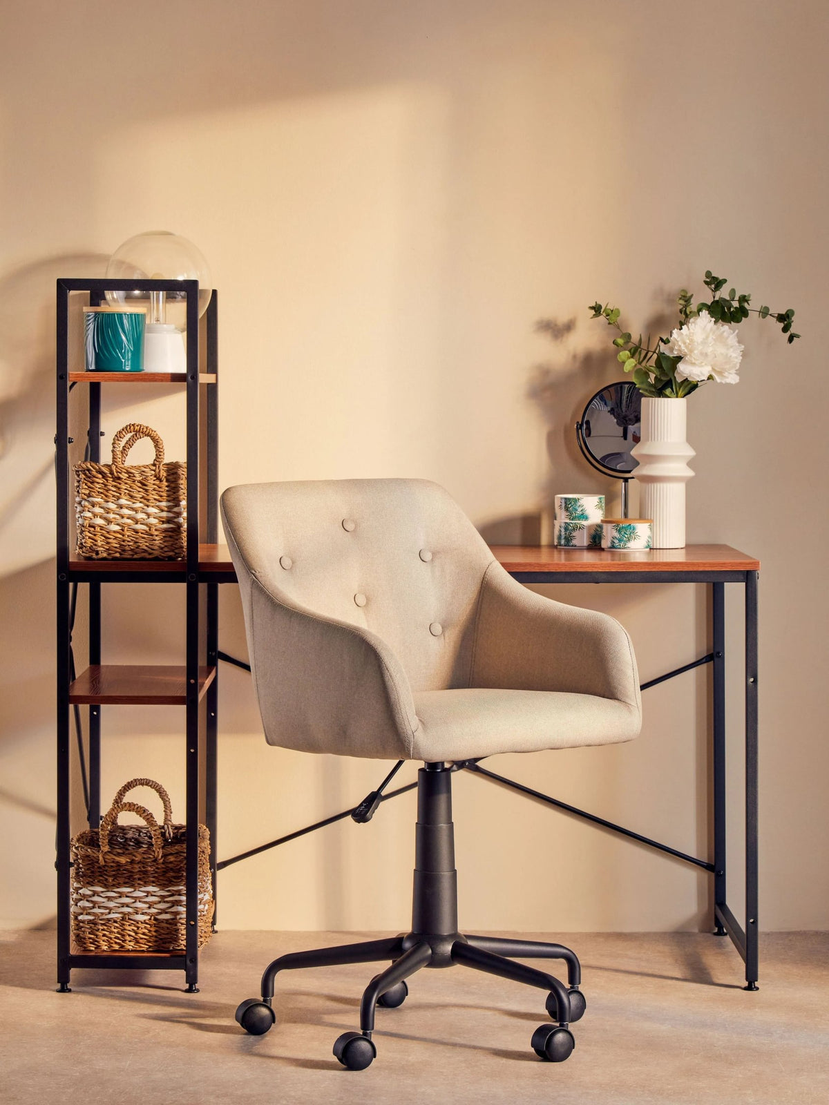 Edale Wood Effect Desk with Shelves