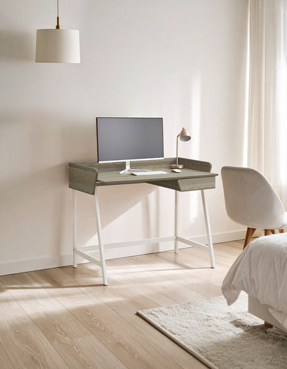 Penzance Light Oak Veneer Desk with 1 Drawer