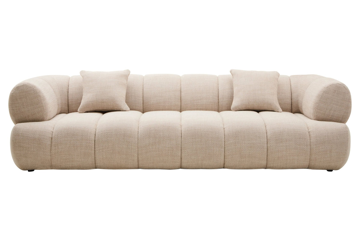 Beverley Cream Linen 3 Seater Curved Sofa