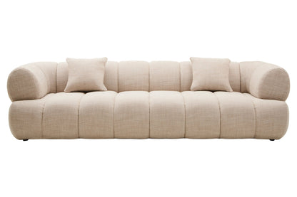 Beverley Cream Linen 3 Seater Curved Sofa