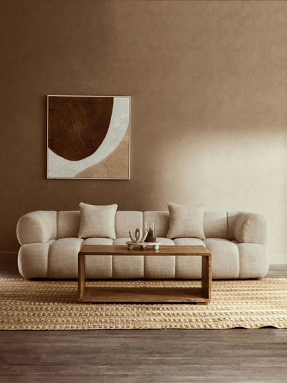 Beverley Cream Linen 3 Seater Curved Sofa