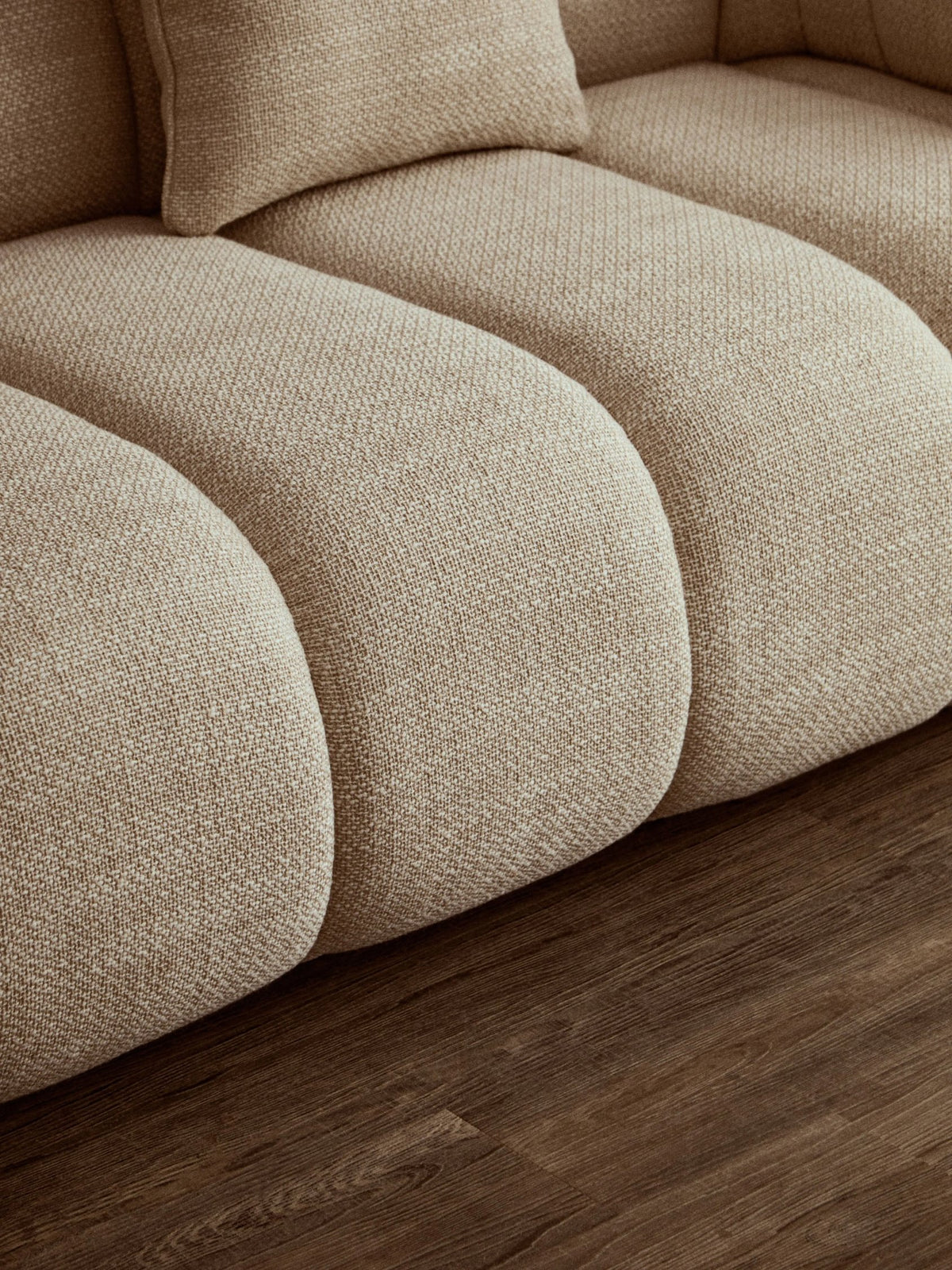 Beverley Cream Linen 3 Seater Curved Sofa