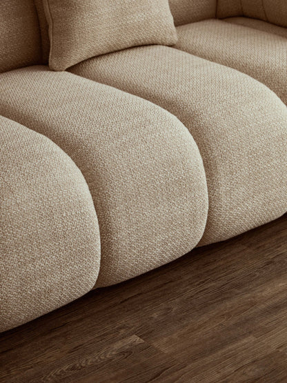 Beverley Cream Linen 3 Seater Curved Sofa