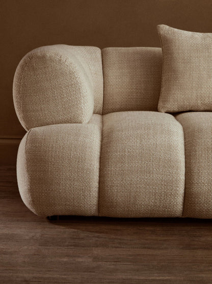 Beverley Cream Linen 3 Seater Curved Sofa