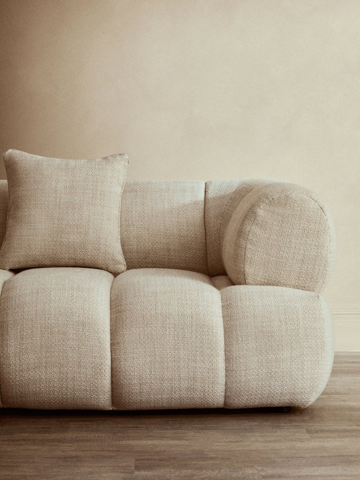 Beverley Cream Linen 3 Seater Curved Sofa