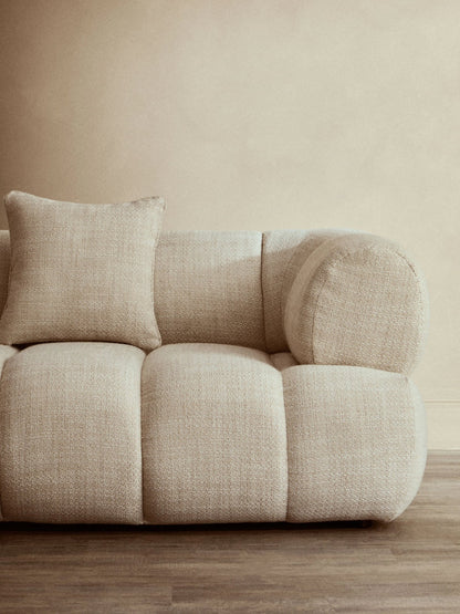 Beverley Cream Linen 3 Seater Curved Sofa