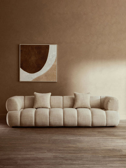 Beverley Cream Linen 3 Seater Curved Sofa