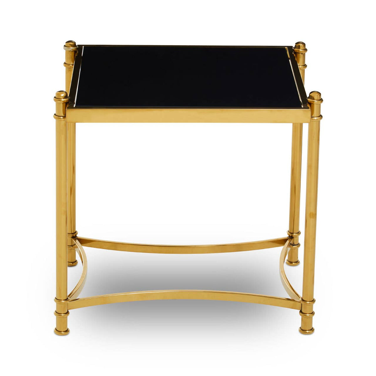 Monaco Gold Side Table with Black Glass