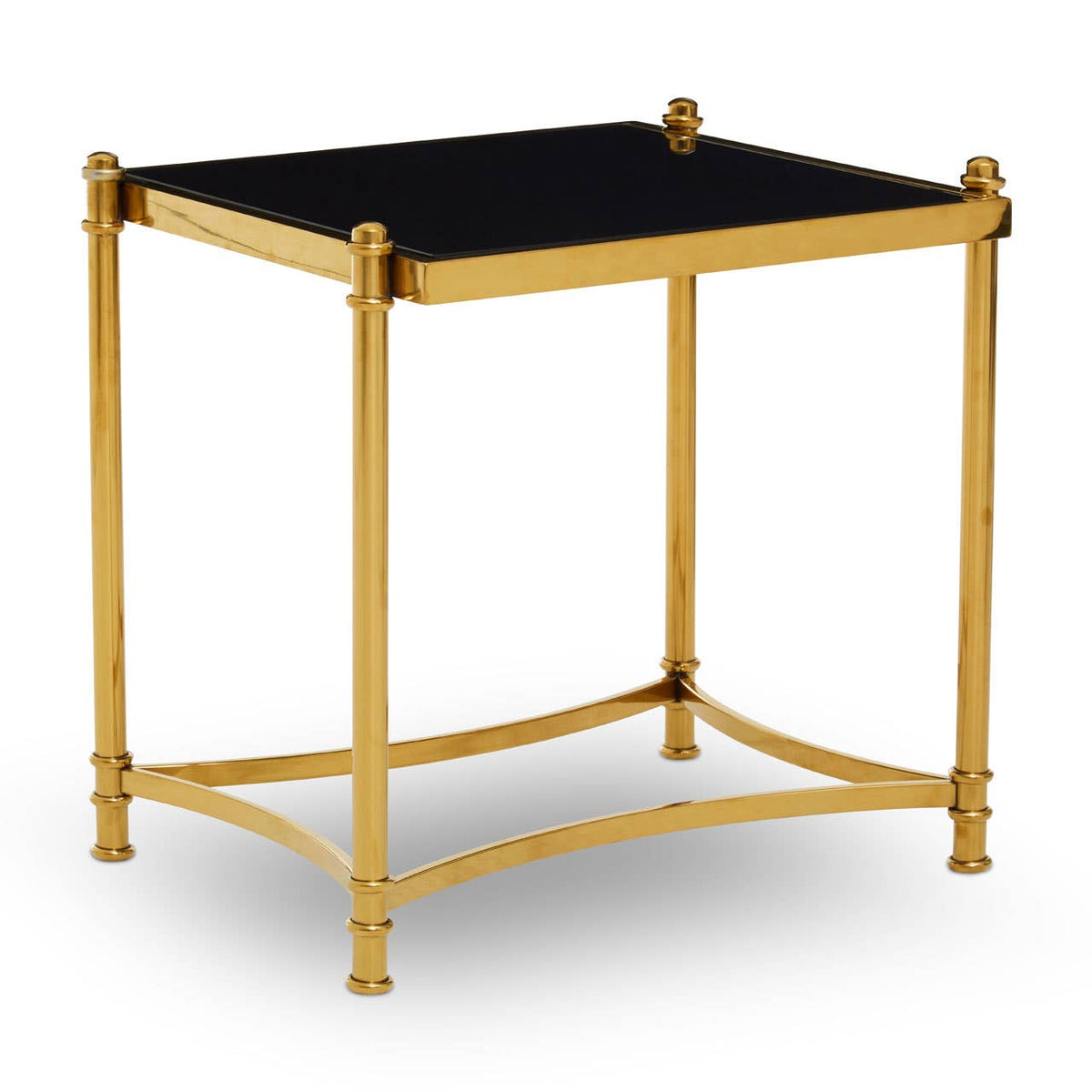 Monaco Gold Side Table with Black Glass