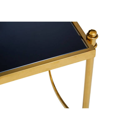 Monaco Gold Side Table with Black Glass