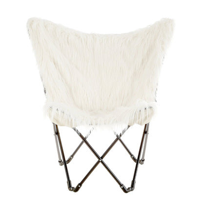 Emsworth White Faux Fur Butterfly Chair