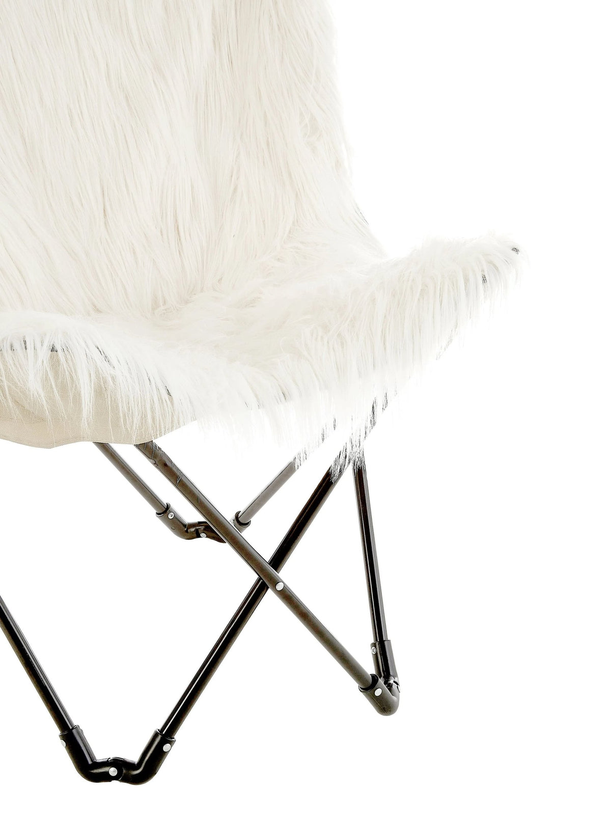 Emsworth White Faux Fur Butterfly Chair