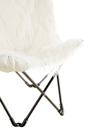 Emsworth White Faux Fur Butterfly Chair