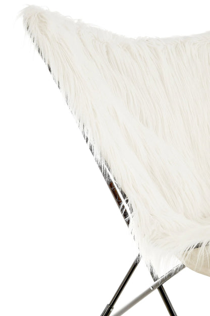 Emsworth White Faux Fur Butterfly Chair