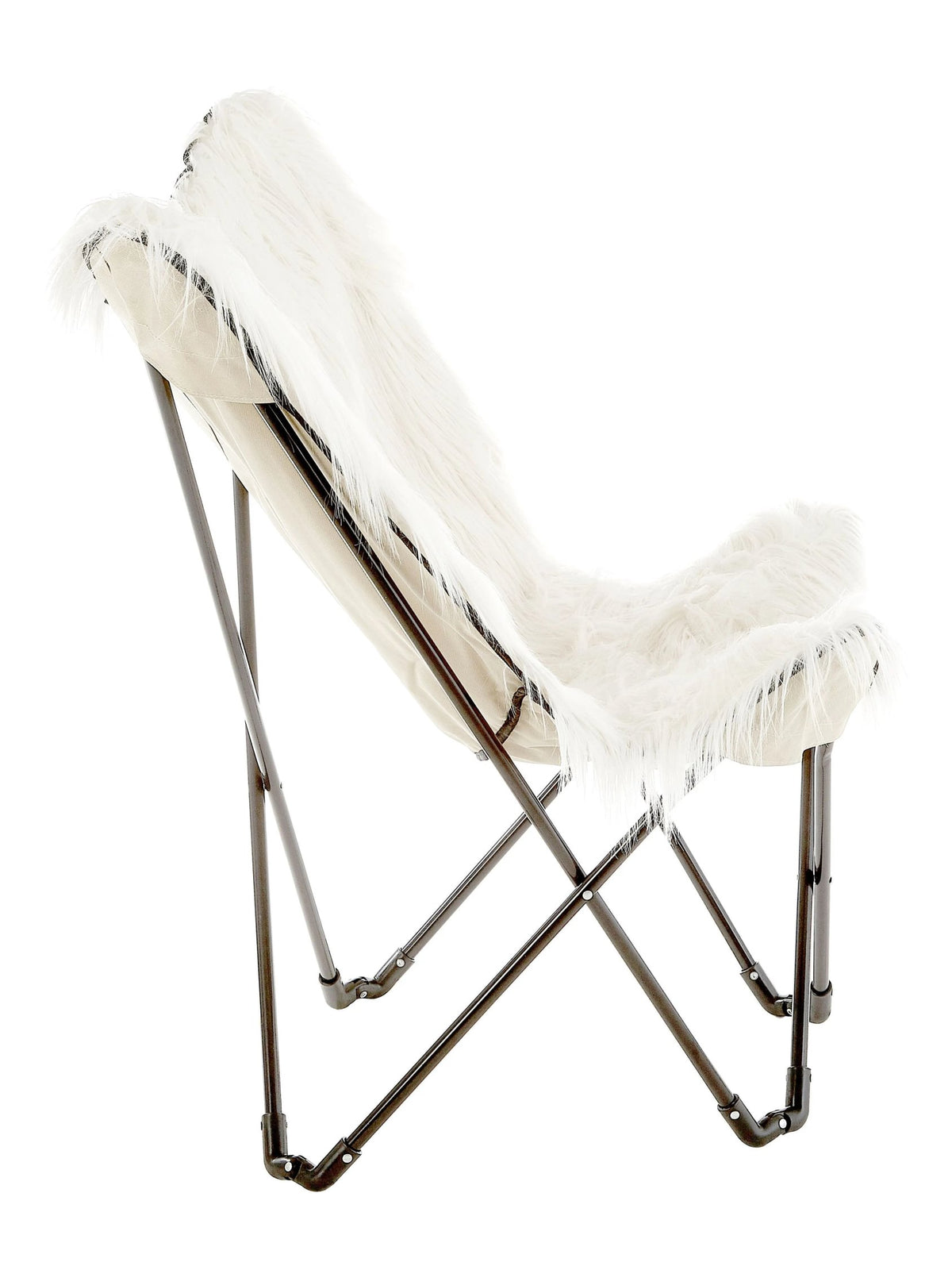 Emsworth White Faux Fur Butterfly Chair