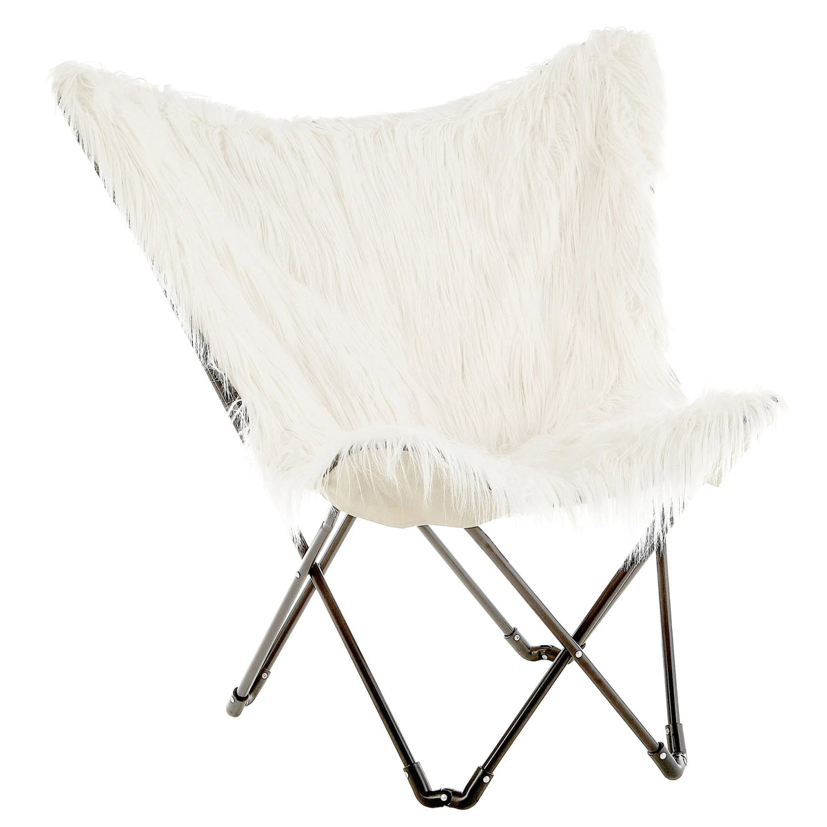 Emsworth White Faux Fur Butterfly Chair