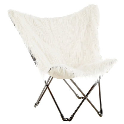 Emsworth White Faux Fur Butterfly Chair