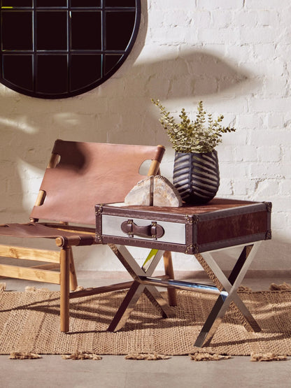 Vienna Hair On Leather Side Table 