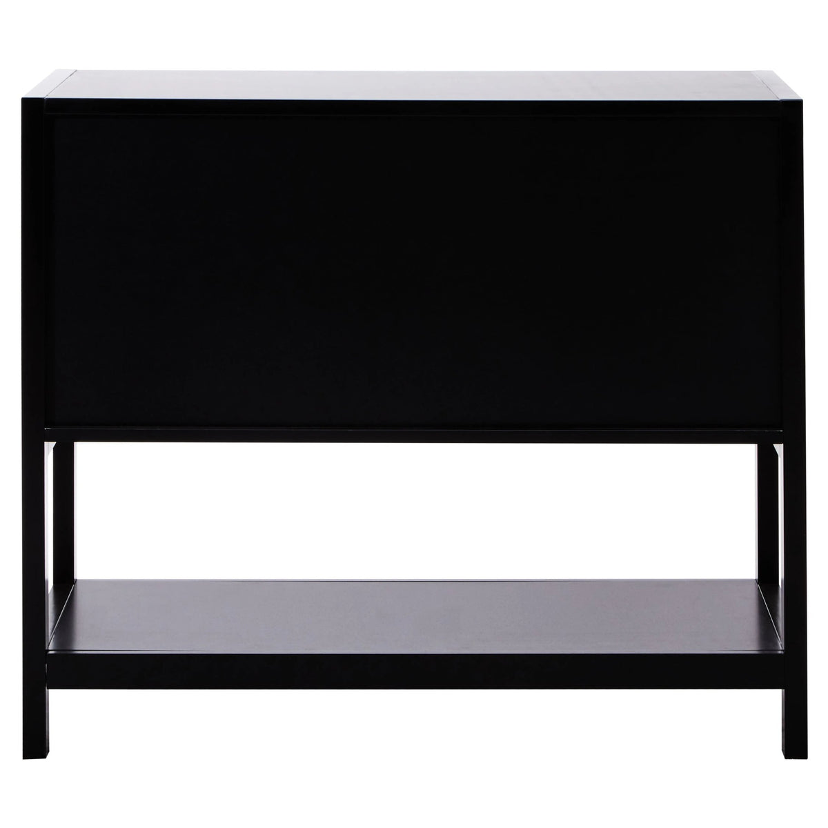 Como Black Finish and Rattan Two Door Side Cabinet