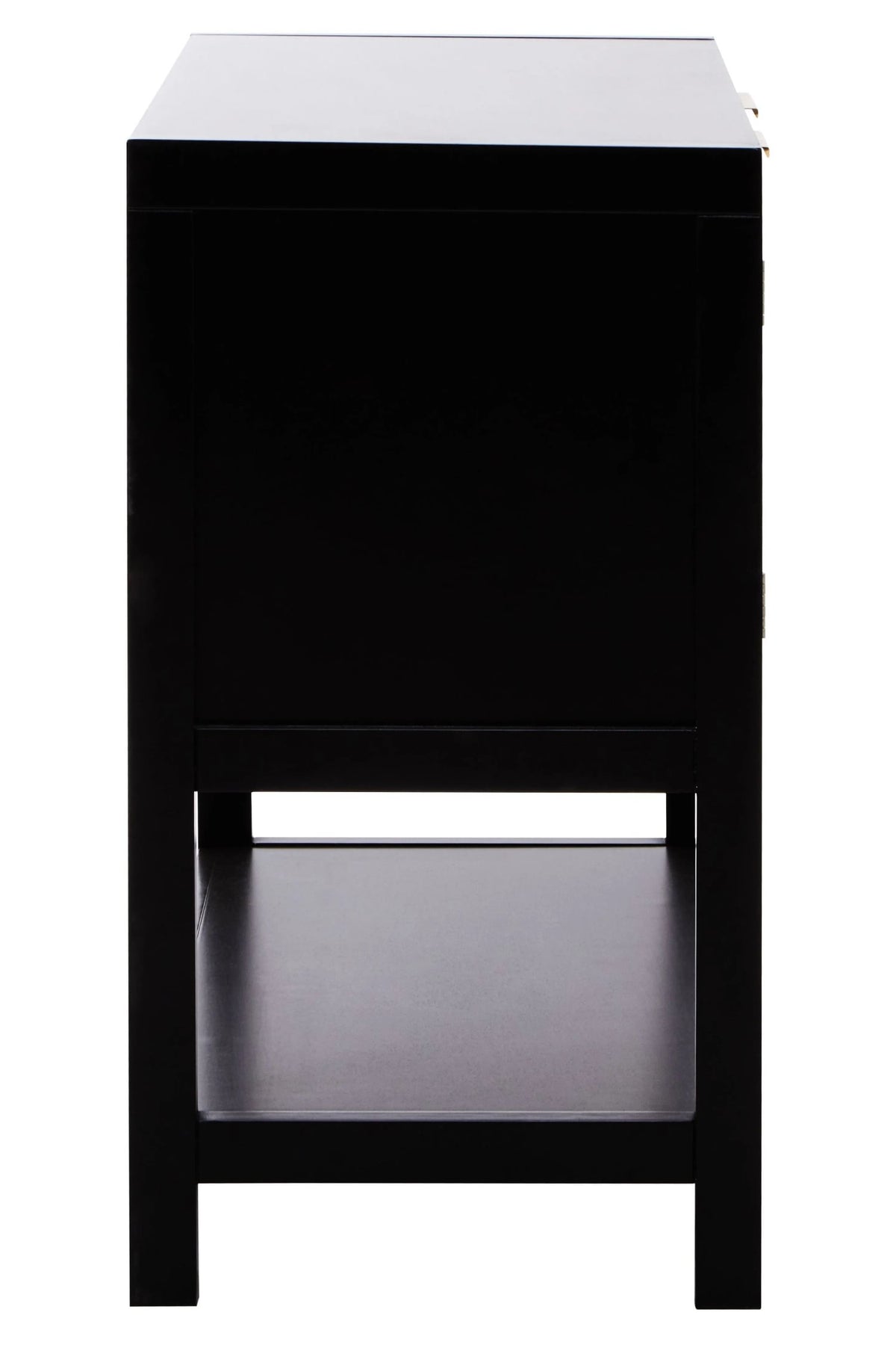 Como Black Finish and Rattan Two Door Side Cabinet