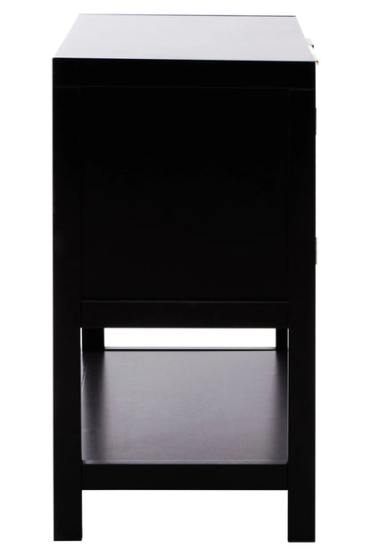 Como Black Finish and Rattan Two Door Side Cabinet