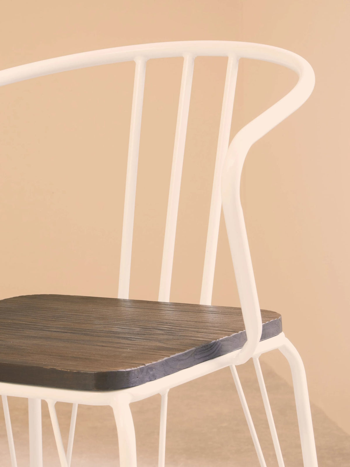 Madison White Metal and Elm Wood Armchair