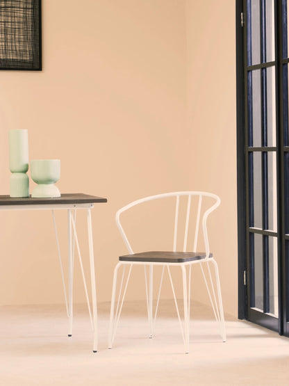Madison White Metal and Elm Wood Armchair