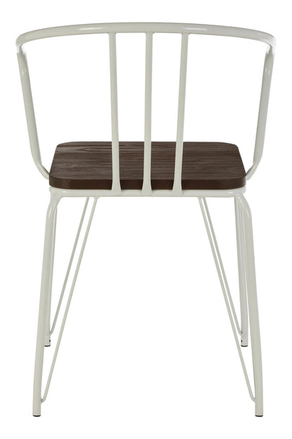 Madison White Metal and Elm Wood Armchair