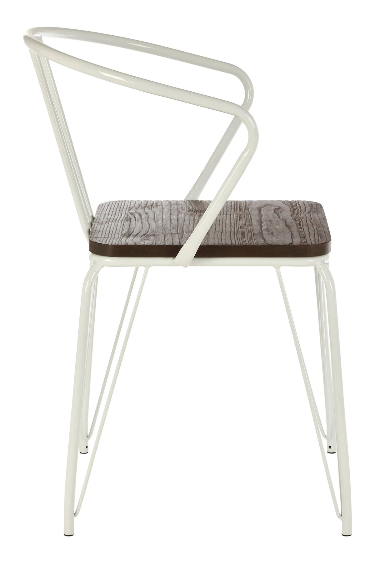 Madison White Metal and Elm Wood Armchair