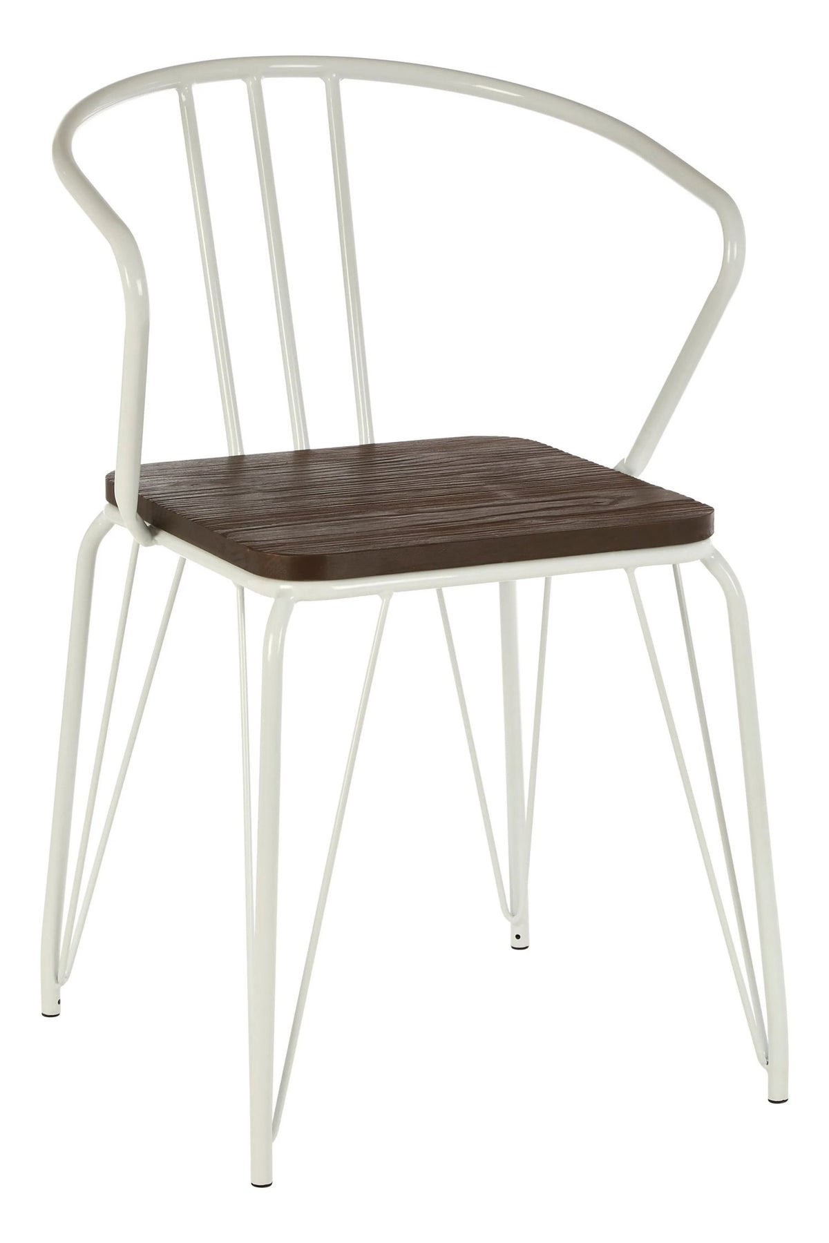 Madison White Metal and Elm Wood Armchair