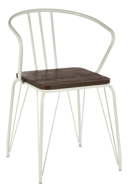 Madison White Metal and Elm Wood Armchair