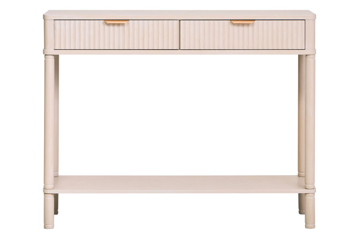 Savoy Two Drawer Reed Detail Taupe Wooden Console Table