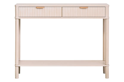 Savoy Two Drawer Reed Detail Taupe Wooden Console Table