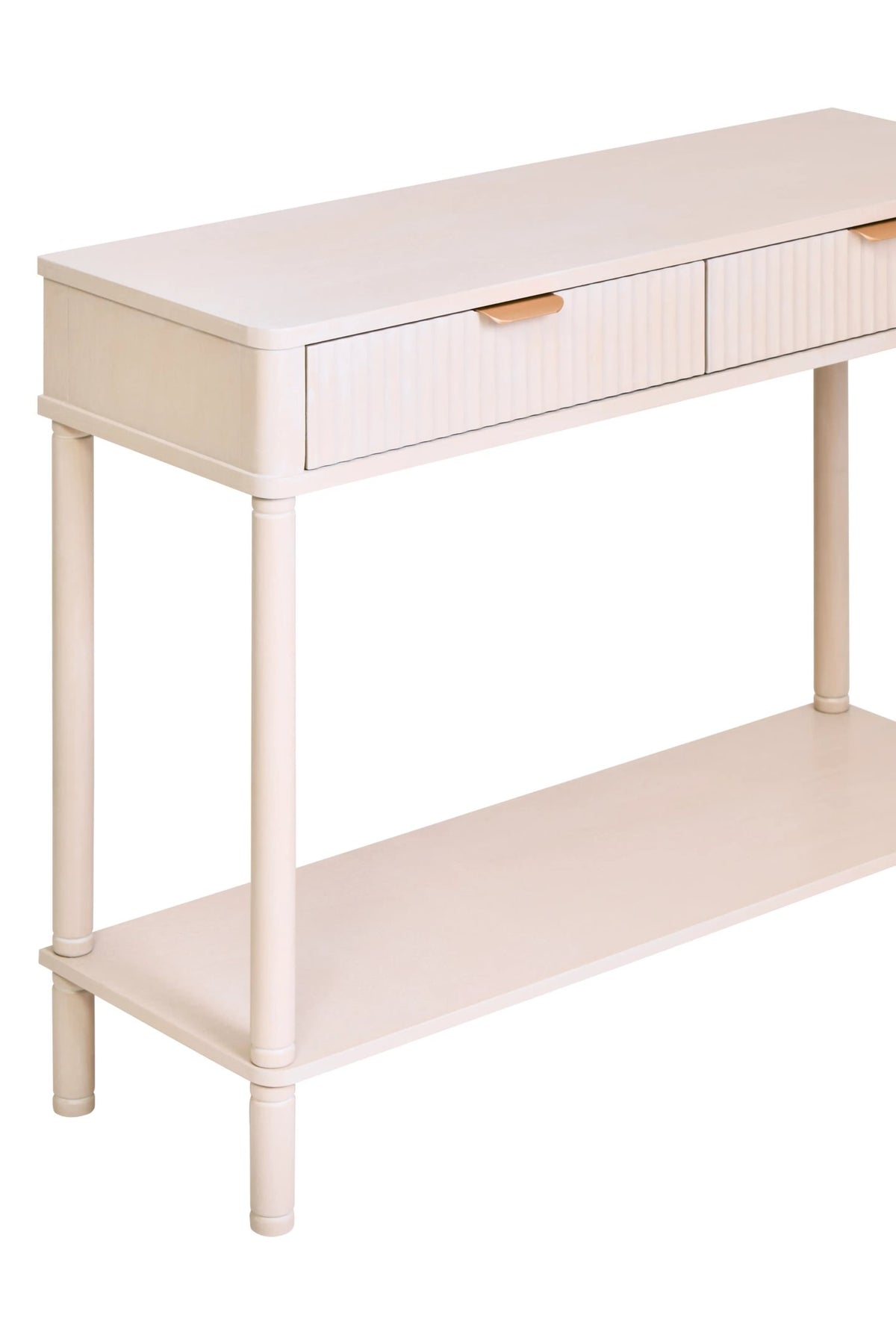 Savoy Two Drawer Reed Detail Taupe Wooden Console Table