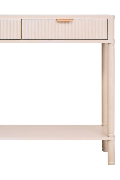 Savoy Two Drawer Reed Detail Taupe Wooden Console Table