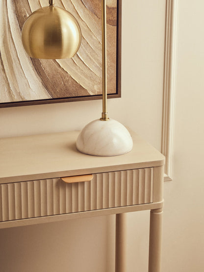 Savoy Two Drawer Reed Detail Taupe Wooden Console Table