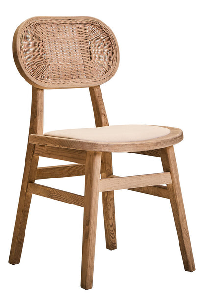 Stirling Beige Fabric and Elm Wood Dining Chair 