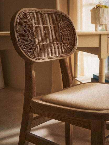 Stirling Beige Fabric and Elm Wood Dining Chair 