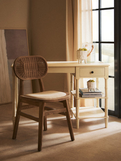 Stirling Beige Fabric and Elm Wood Dining Chair 