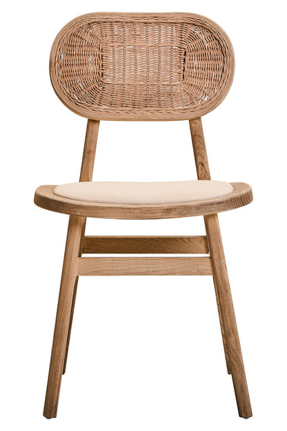 Stirling Beige Fabric and Elm Wood Dining Chair 